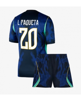Billige Fotballdrakt Brasil Lucas Paqueta #20 Replika Bortedraktsett Barn VM 2026 Kortermet (med bukser)